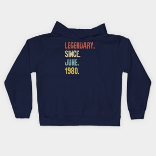 Retro Vintage 40th Birthday Legendary Since June 1980 Kids Hoodie